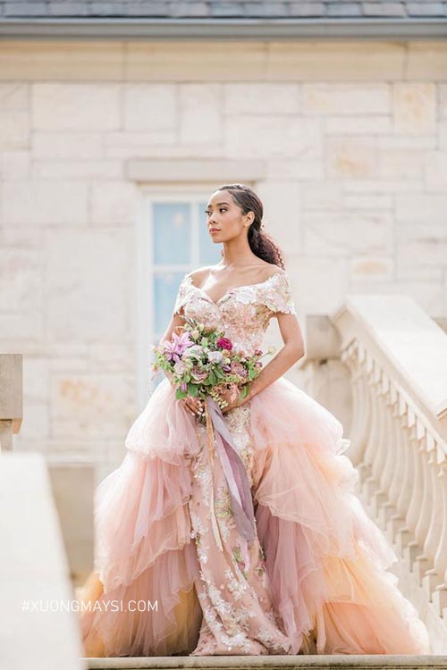 Thanh lý váy cưới màu hồng pastel | Shopee Việt Nam